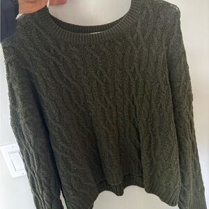 Wild Fable Forest Green Cable Knit Sweater